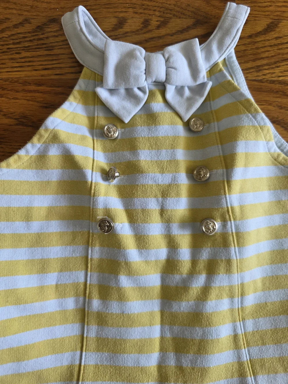 Janie and Jack Yellow and White Striped Bow-Front Knit Dress